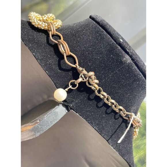 Chunky Fashion Jewelry Brown White Gold Tone Earring Set Plastic Beads Chain - Picture 5 of 6